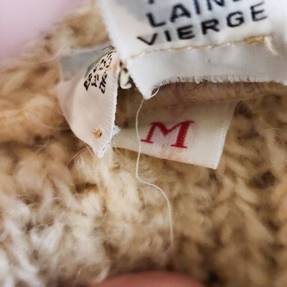 Vtg Mr Poodle Womens M 100% Wool Boucle Tie Waist Collared Cardigan Sweater - Picture 9 of 9